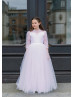 White Lace Tulle Flower Girl Dress Birthday Party Dress